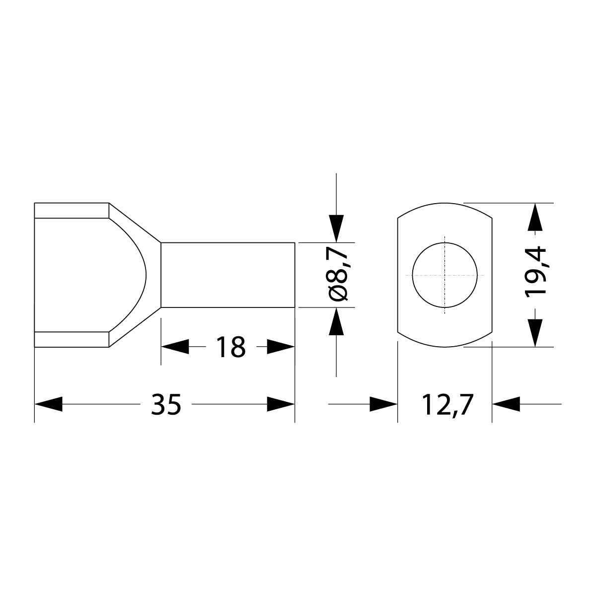 Końcówka tulejkowa izolowana HI 2x16,0/18-zo, żółta, Al/Cu Końcówka tulejkowa izolowana HI 2x16,0/18-zo, żółta, Al/Cu,elektro-plast