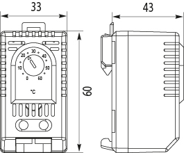 Termostat na grzanie - TBG1 styk zamknięty (NC), NC 0 / + 60 °C, bimetalowy, 120-250 V AC/DC, 10(1) A
