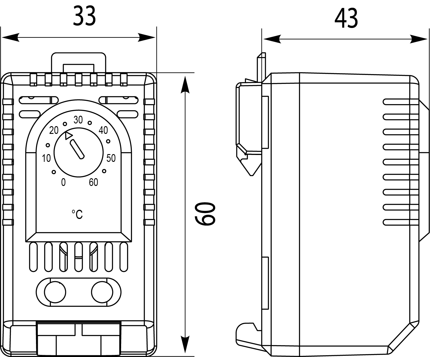 Termostat na grzanie TBG2, styk zamknięty (NC), na szynę TH35, bimetalowy, NC -10/+50 °C Termostat na grzanie TBG2, styk zamknięty (NC), na szynę TH35, bimetalowy, NC -10/+50 °C,elektro-plast