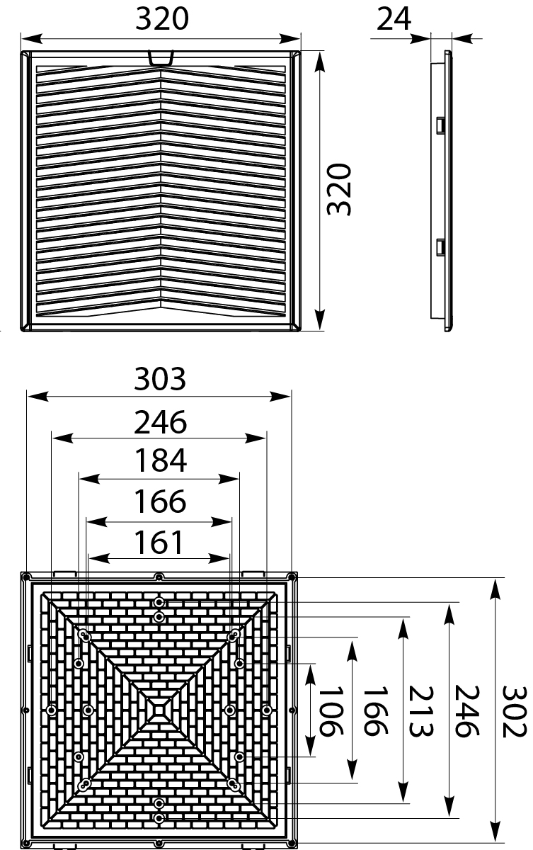 Filtr WF18, 320x320mm, IP54, kolor: szary Filtr WF18, 320x320mm, IP54, kolor: szary,elektro-plast