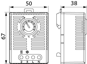 Termostat elektroniczny TE50 na szynę TH35, NTC, 4 biegunowy, -20 / + 60 °C