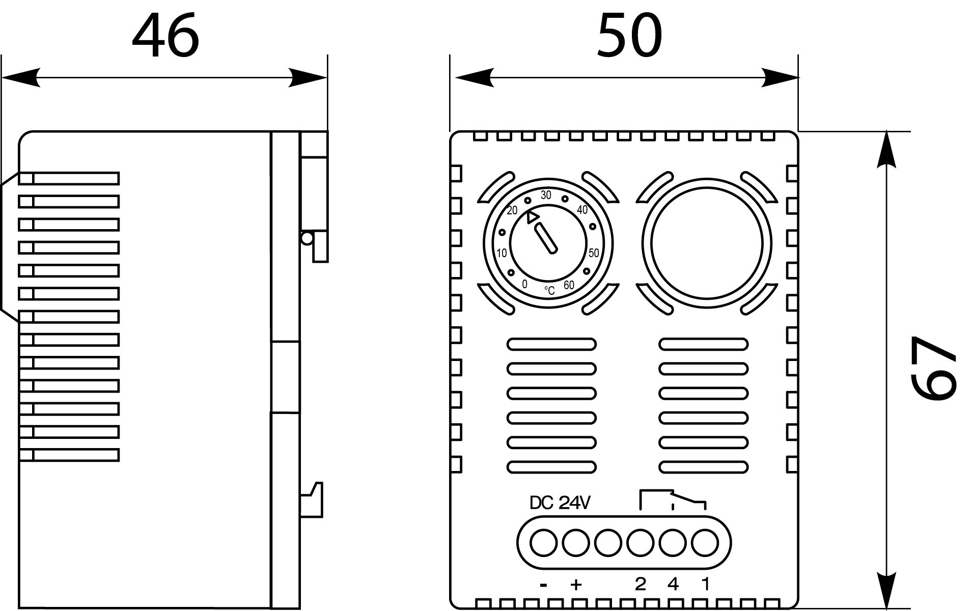 Termostat elektroniczny TE51 na szynę TH 35, PTC, 5-biegunowy zacisk, 24 V DC (20 - 28 V DC), 16A Termostat elektroniczny TE51 na szynę TH 35, PTC, 5-biegunowy zacisk, 24 V DC (20 - 28 V DC), 16A,elektro-plast