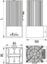 Grzałka półprzewodnikowa z wentylatorem GRZW500, na szynę TH35, IP20 / I, PTC, 230V AC, 500W