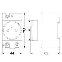 Gniazdo GSTH230 na szynę TH, 2P+Z, 16A, 250V~ 