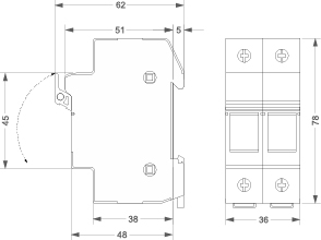 Podstawa Bezpiecznikowa STI/32/2P 10x38 1000VDC