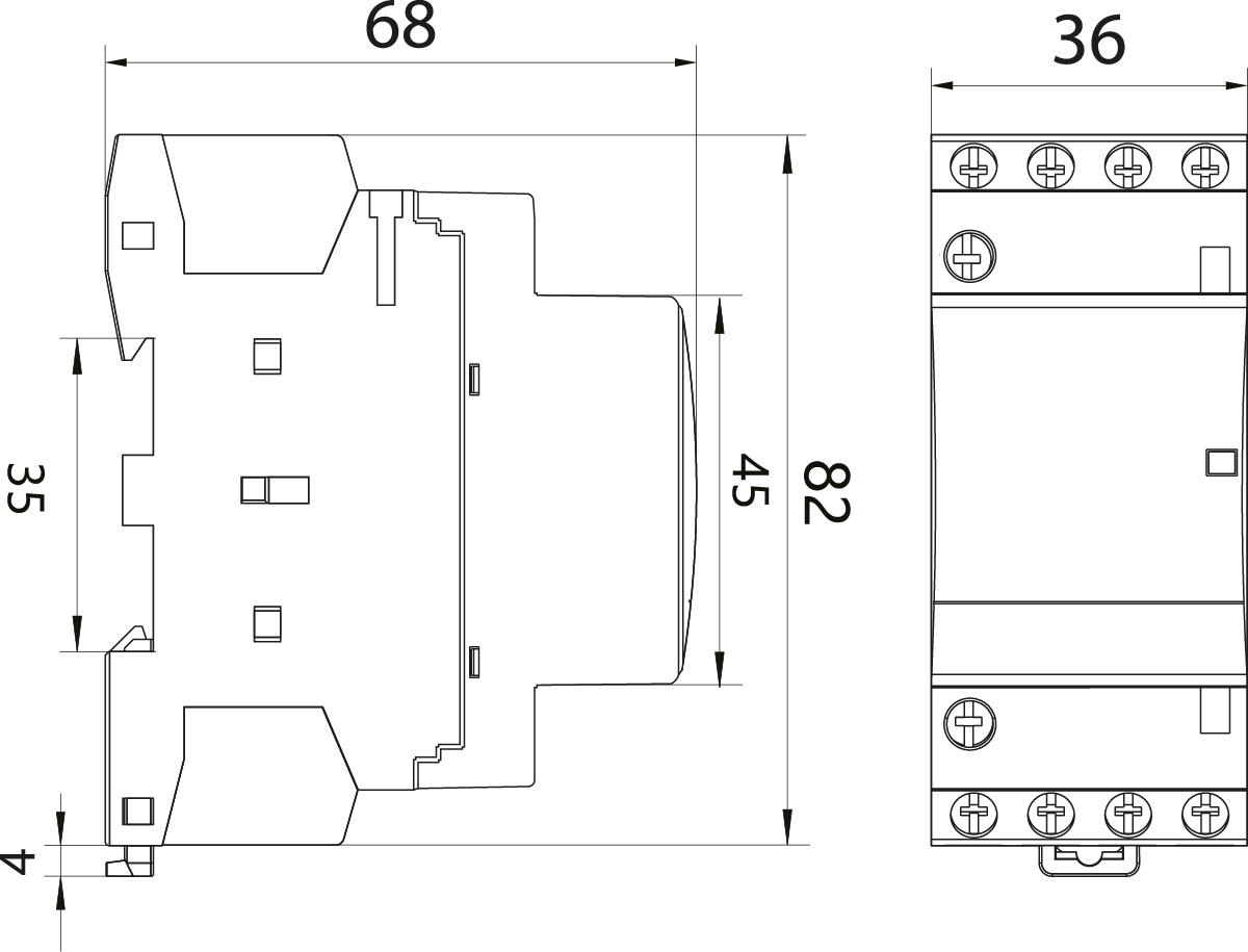 Stycznik modułowy SM25A/4NO/2P, 25A, styki 4xNO (normalnie otwarte), cewka 230V, 2-modułowy Stycznik modułowy SM25A/4NO/2P, 25A, styki 4xNO (normalnie otwarte), cewka 230V, 2-modułowy,elektro-plast