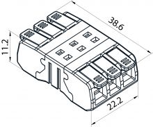 Szybkozłączka CMK-653, przelotowa, łączeniowa, 450V, 24A, na 3 przewody 0.2-2.5mm², transparentna, bez konieczności zarabiania końcówek